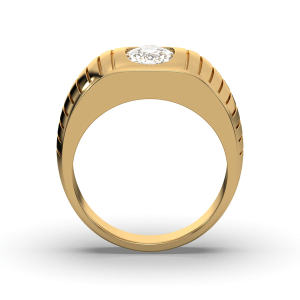 Men's Jewelry - Men's VVS Lab Diamond Oval Solitaire Engagement Ring |  Yellow Gold