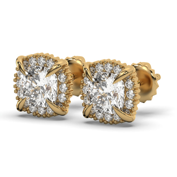 Men's Jewelry - VVS Lab Diamond Halo Stud Earrings For Men | 14K Gold