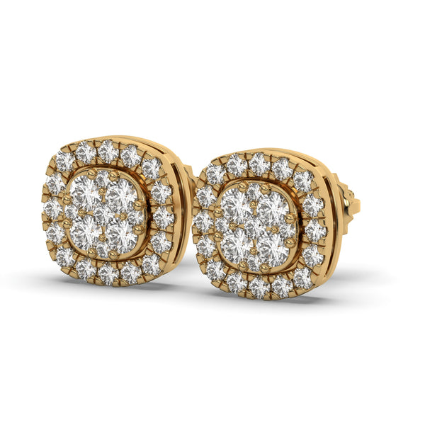 Men's Jewelry - VVS Lab Diamond Cluster Stud Earrings For Men | 14K Gold