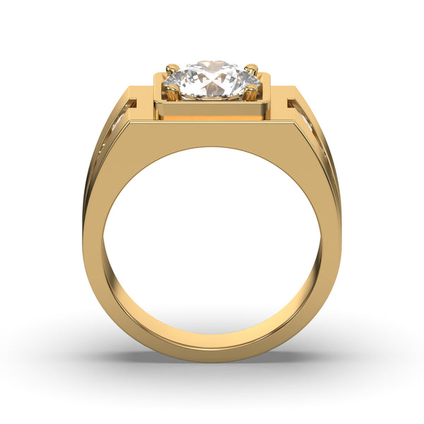 Men's Jewelry - Men's VVS Lab Diamond Round Engagement Ring | Yellow Gold
