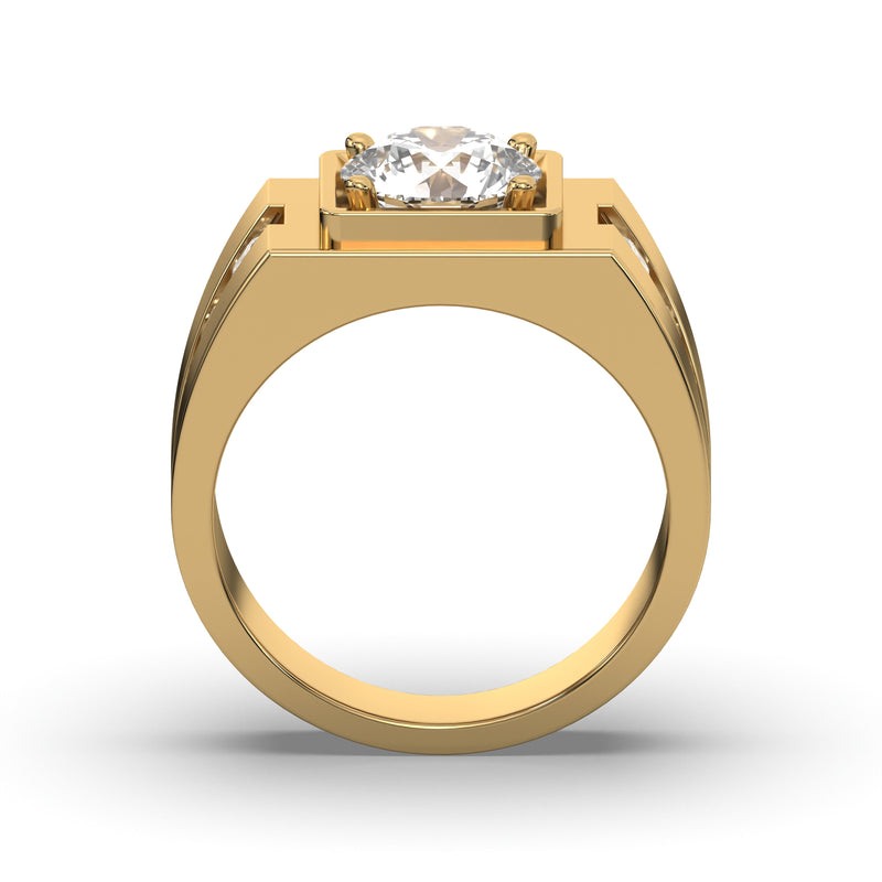 Men's Jewelry - Men's VVS Lab Diamond Round Engagement Ring | Yellow Gold
