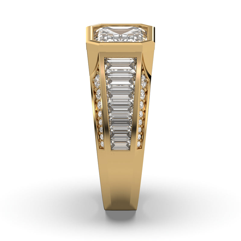 Men's Jewelry - Men's VVS Lab Diamond Emerald Cut Engagement Ring | Yellow Gold