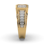 Men's Jewelry - Men's VVS Lab Diamond Emerald Cut Engagement Ring | Yellow Gold