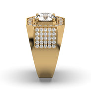Men's Jewelry - Men's VVS Lab Diamond Ring | Round Brilliant Cut Halo | Yellow Gold