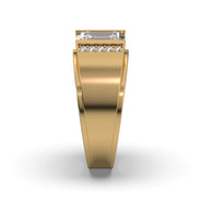 Men's Jewelry - Men's VVS Lab Diamond Emerald Cut Engagement Ring | Yellow Gold