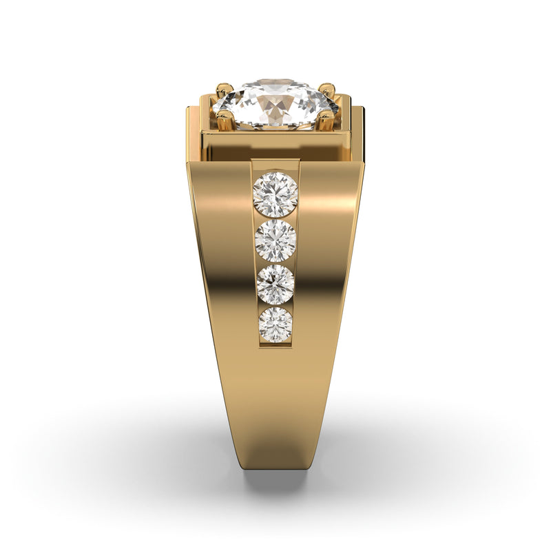 Men's Jewelry - Men's VVS Lab Diamond Round Engagement Ring | Yellow Gold