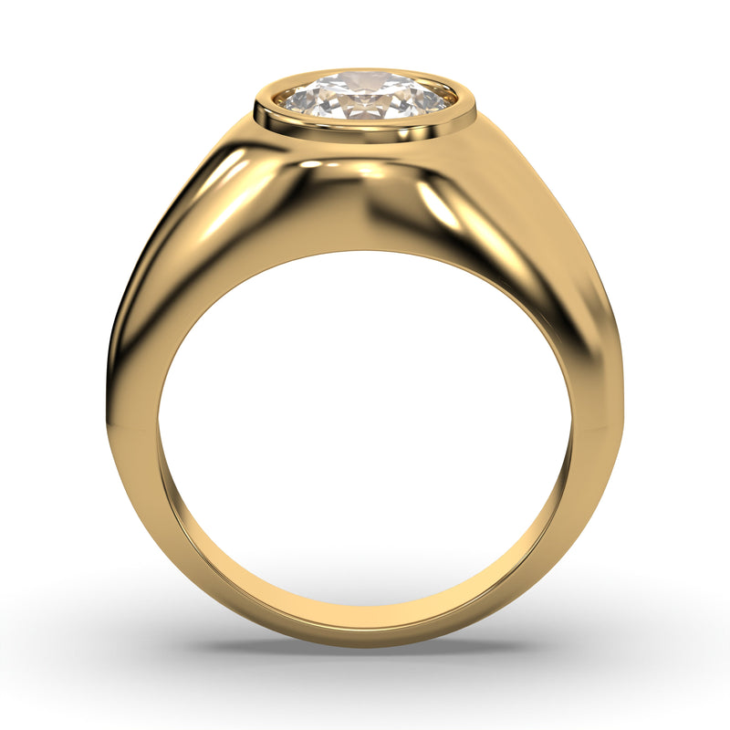 Men's Jewelry - Men's VVS Lab Diamond Round Brilliant Cut Solitaire Engagement Ring | Yellow Gold