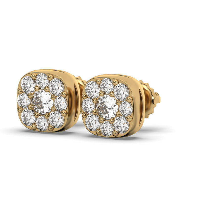 Men's VVS VVS Lab Diamond Gold Cluster Stud Earrings