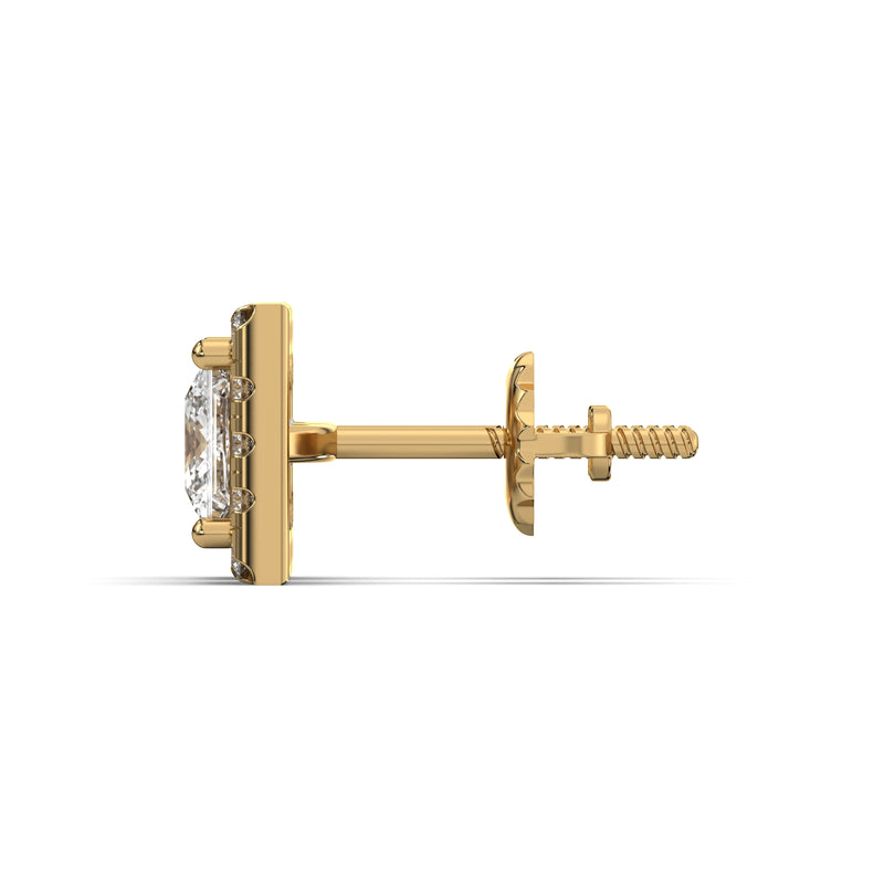Men's Jewelry - VVS Lab Diamond Halo Princess Stud Earrings For Men | 14K Gold
