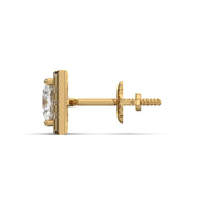 Men's Jewelry - VVS Lab Diamond Halo Princess Stud Earrings For Men | 14K Gold