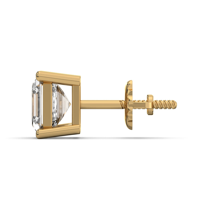 Men's Jewelry- Male VVS Lab Diamond Asher Cut Stud Earrings | 14K Gold