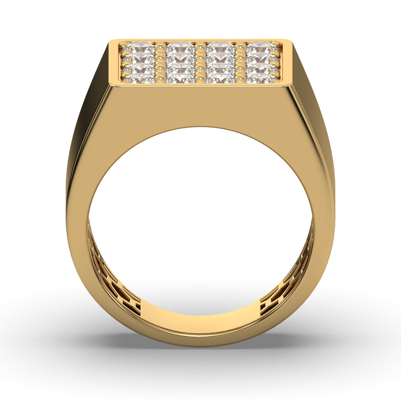Men's Jewelry - Men's VVS Lab Diamond Square Diamond Ring | Yellow Gold