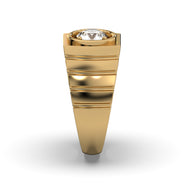 Men's Jewelry - Men's VVS Lab Diamond Round Brilliant Cut Solitaire Engagement Ring | Yellow Gold