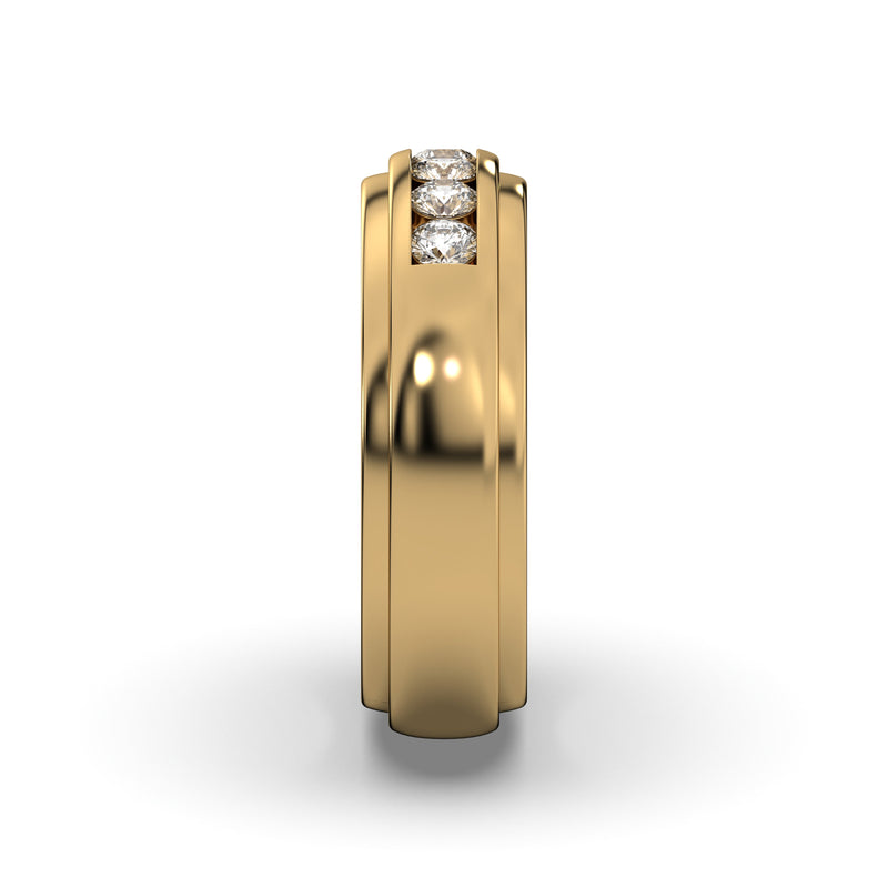 Men's Jewelry - Men's VVS Lab Diamond 5 Stone Wedding Band |  Yellow Gold