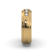 Men's Jewelry - Men's VVS Lab Diamond 5 Stone Wedding Band |  Yellow Gold