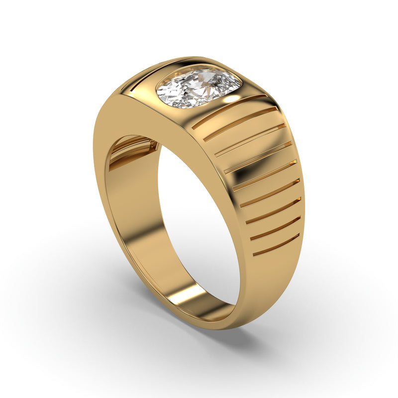 Men's Jewelry - Men's VVS Lab Diamond Oval Solitaire Engagement Ring |  Yellow Gold