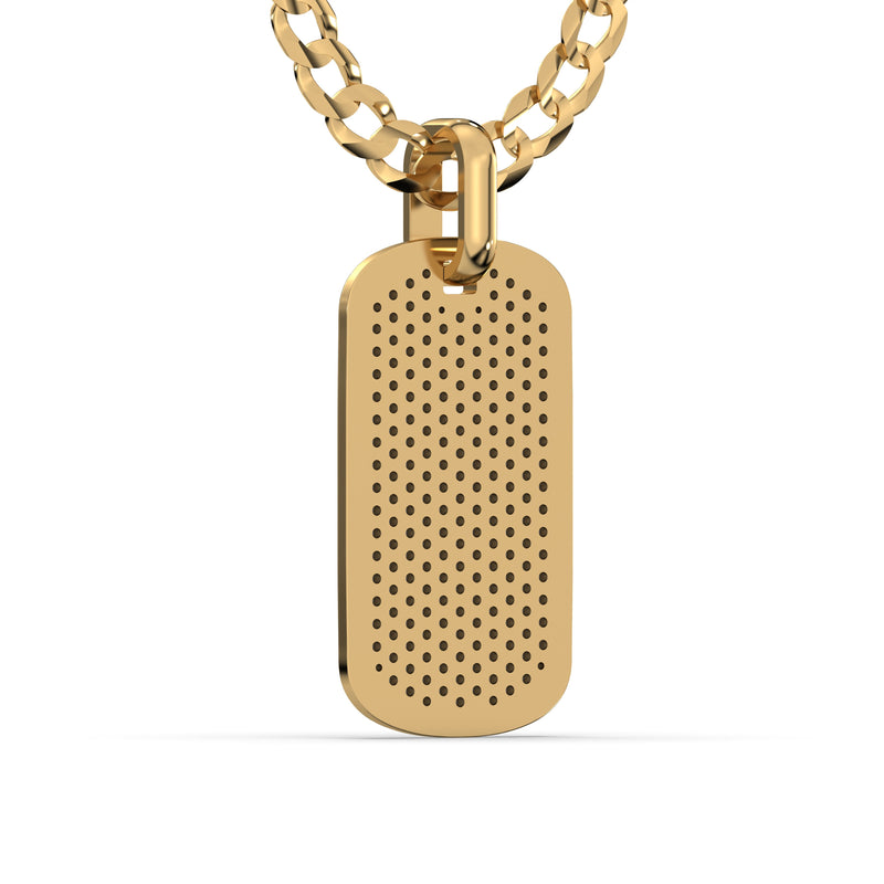 Men's VVS Lab Diamond Customizable Yellow Gold Dog Tag Necklace Pendant