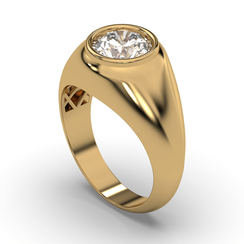 Men's Jewelry - Men's VVS Lab Diamond Round Brilliant Cut Solitaire Engagement Ring | Yellow Gold