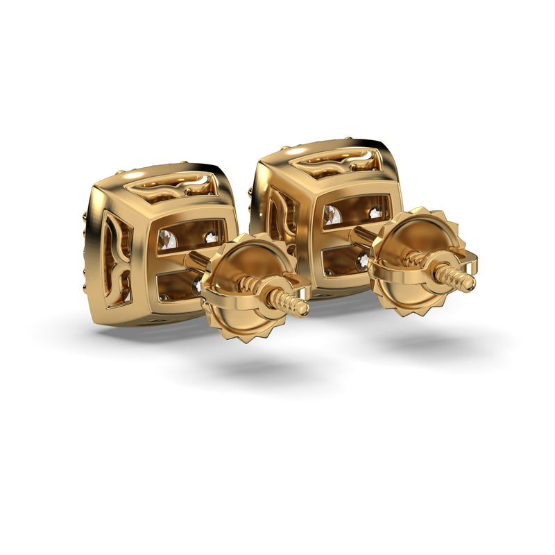 Men's Jewelry - VVS Lab Diamond Cluster Stud Earrings For Men | 14K White Gold