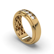 Men's Jewelry - Men's VVS Lab Diamond 5 Stone Wedding Band |  Yellow Gold