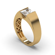 Men's Jewelry - Men's VVS Lab Diamond Princess Cut Solitaire Engagement Ring | Yellow Gold