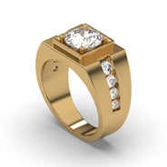 Men's Jewelry - Men's VVS Lab Diamond Round Engagement Ring | Yellow Gold