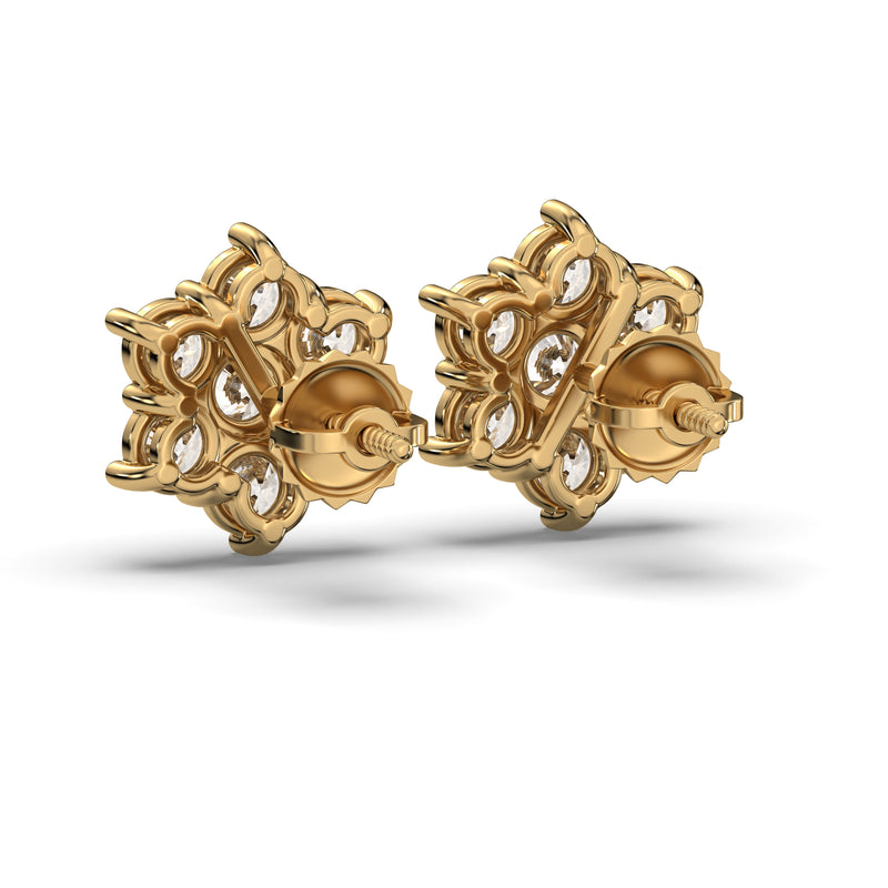 Men's Jewelry - VVS Lab Diamond Cluster Stud Earrings For Men | 14K Gold