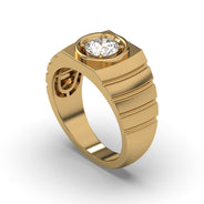 Men's Jewelry - Men's VVS Lab Diamond Round Brilliant Cut Solitaire Engagement Ring | Yellow Gold