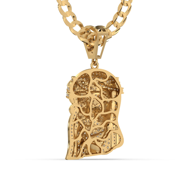 Men's Yellow Gold VVS Lab Grown Diamond Customizable Jesus Necklace Pendant