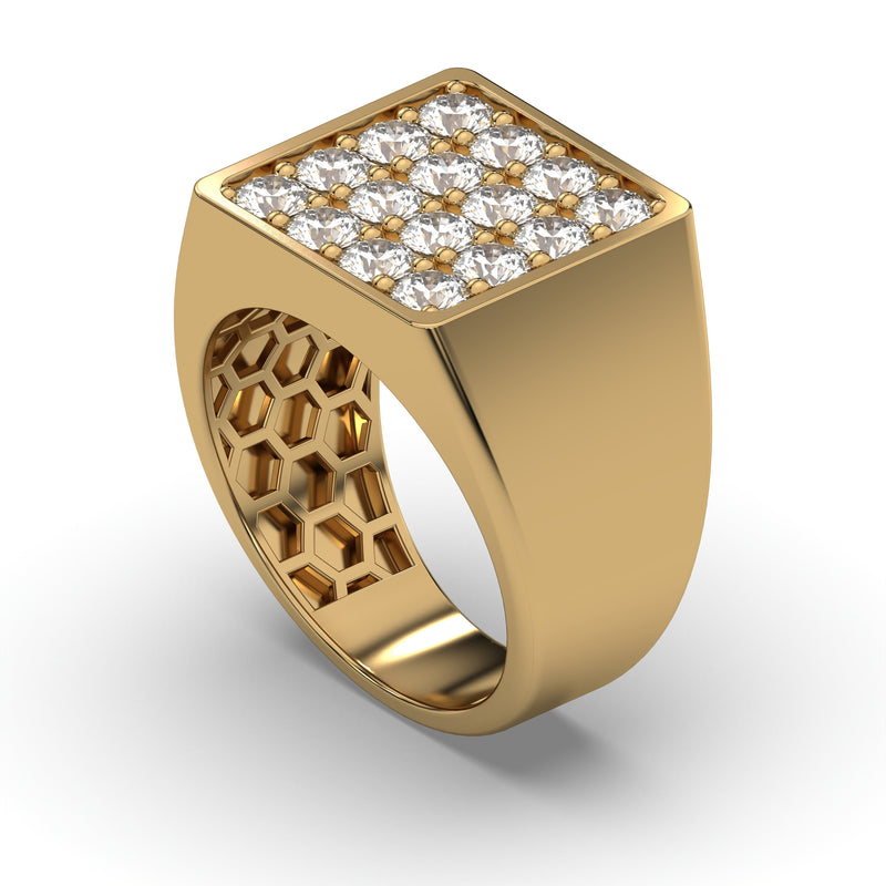 Men's Jewelry - Men's VVS Lab Diamond Square Diamond Ring | Yellow Gold