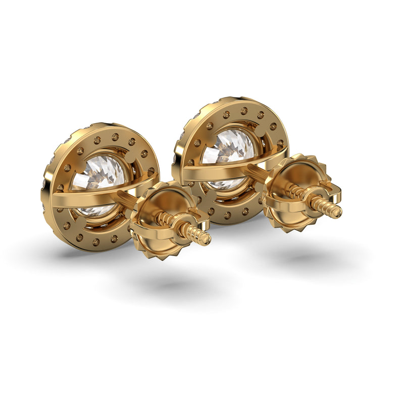 Men's Jewelry - VVS Lab Diamond Halo Stud Earrings For Men | 14K Gold