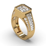 Men's Jewelry - Men's VVS Lab Diamond Emerald Cut Engagement Ring | Yellow Gold