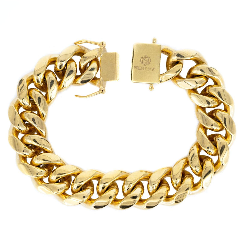 14K Gold Plated Cuban Link Bracelet For Men