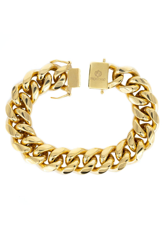 14K Gold Plated Cuban Link Bracelet For Men