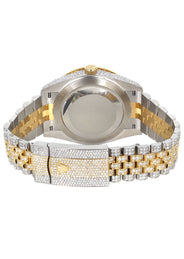 Womens Diamond Iced Out Rolex Datejust 41 | 25 Carats Of Diamonds | Custom Gold Arabic Numeral Diamond Dial | Two Tone | Two Row | Jubilee Band