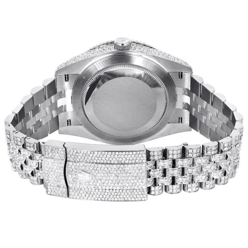 Diamond Iced Out Rolex Datejust 41 | 25 Carats Of Diamonds | Custom Silver Diamond Dial | Two Row | Jubilee Band