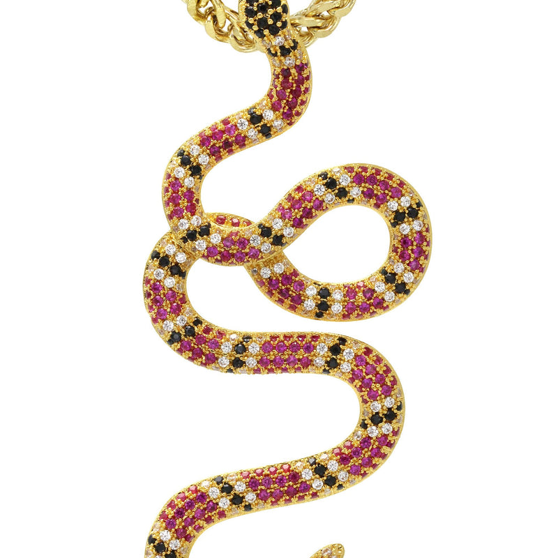 Gold Plated Franco Link Chain & Twisted Snake Pendant | Appx. 10 Grams