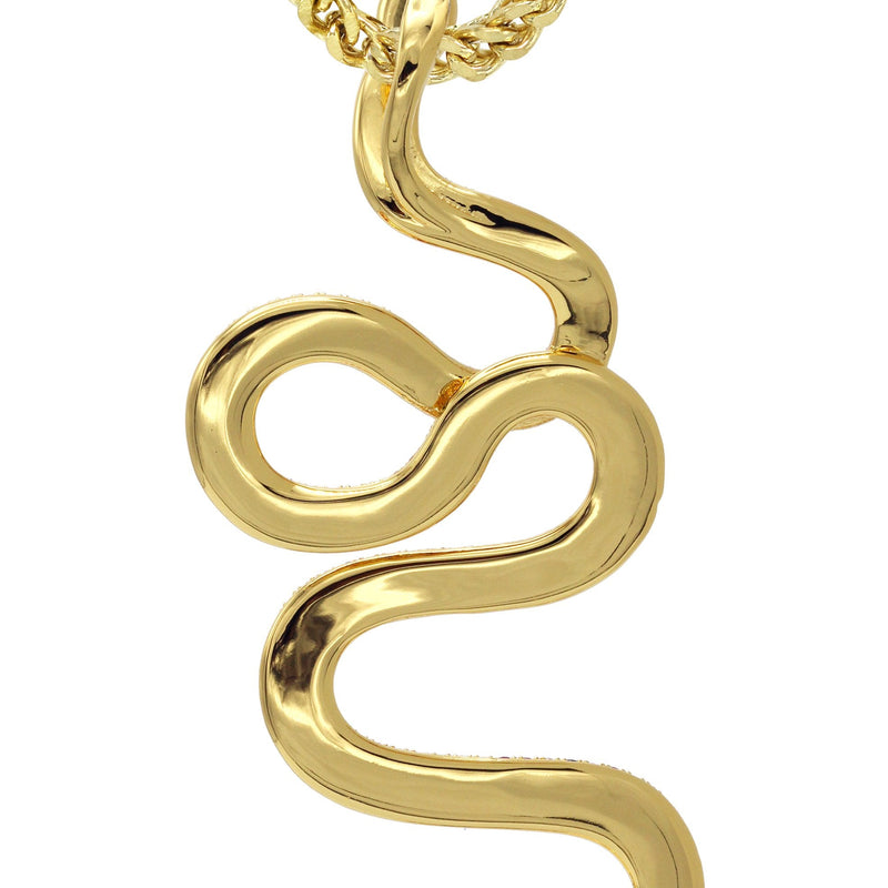 Gold Plated Franco Link Chain & Twisted Snake Pendant | Appx. 10 Grams