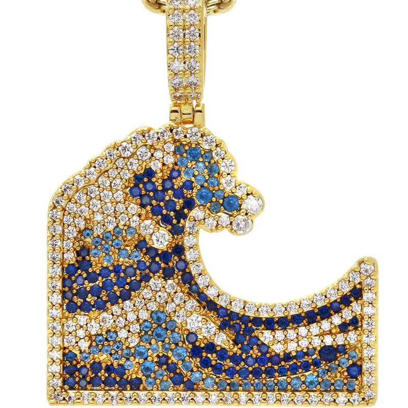 Gold Plated Rope Chain & Wave Pendant | Appx. 11 Grams