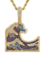 Gold Plated Rope Chain & Wave Pendant | Appx. 11 Grams