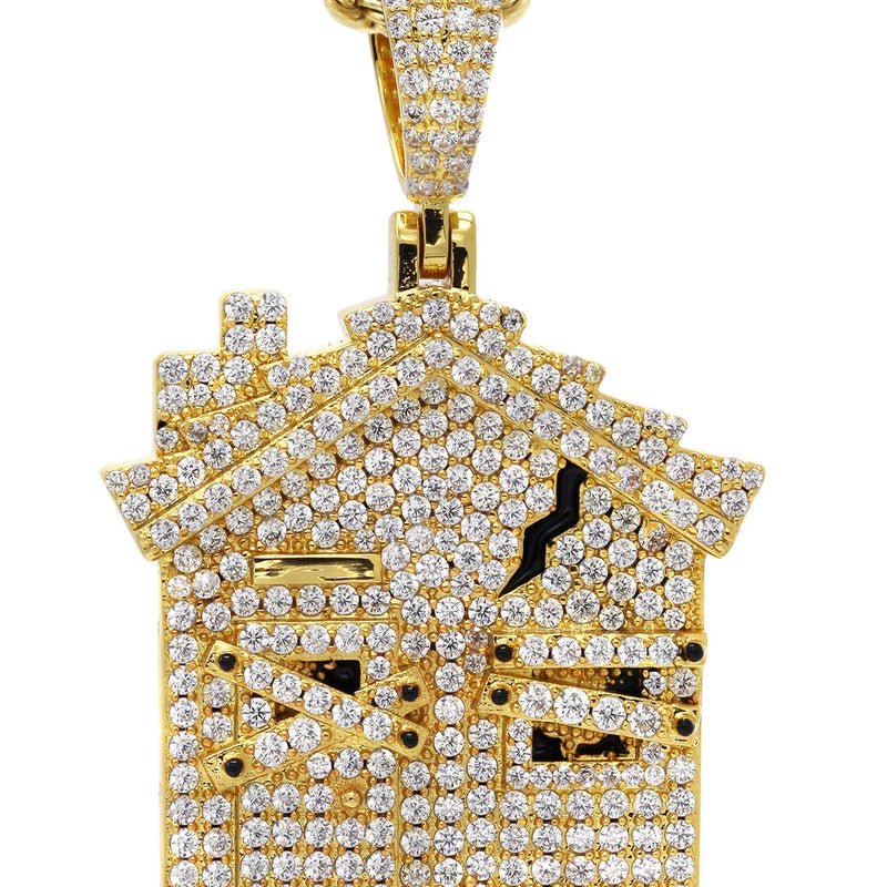 Gold Plated Rope Chain & House Pendant | Appx. 18.7 Grams