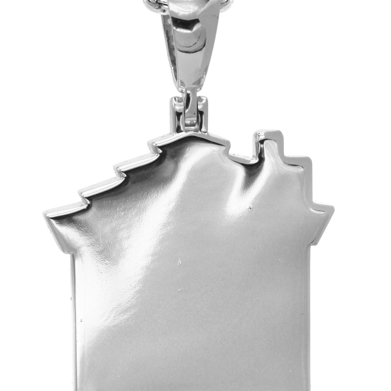 White Gold Plated Rope Chain & House Pendant | Appx. 20 Grams