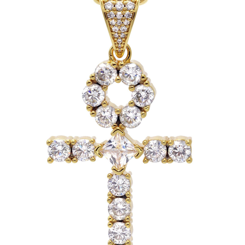 Gold Plated Rope Chain & Ankh Pendant | Appx. 10 Grams