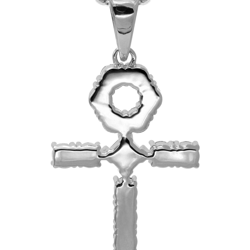 White Gold Plated Rope Chain & Ankh Pendant | Appx. 10 Grams