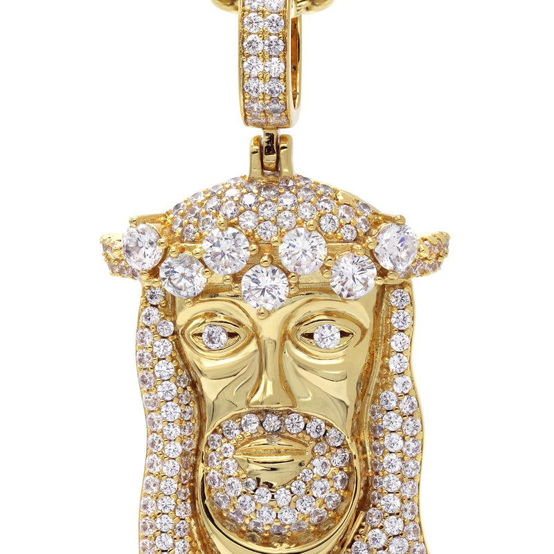 Gold Plated Rope Chain & Jesus Head Pendant | Appx. 26.7 Grams