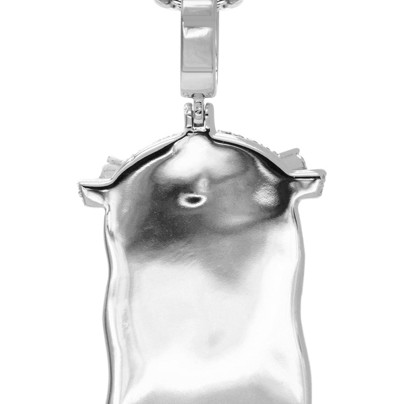 White Gold Plated Rope Chain & Jesus Head Pendant | Appx. 26.7 Grams