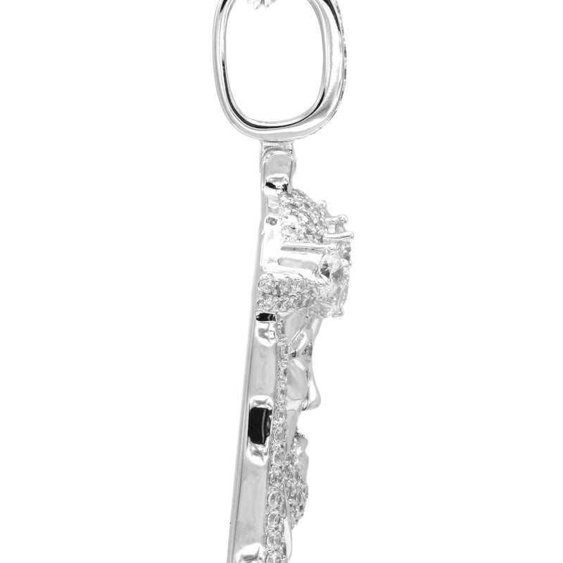 White Gold Plated Rope Chain & Jesus Head Pendant | Appx. 26.7 Grams