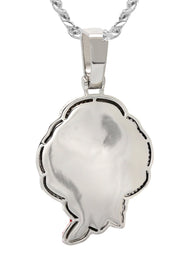 White Gold Plated Cuban Link Chain & Jigsaw Pendant | Appx. 25 Grams