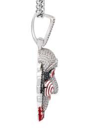 White Gold Plated Cuban Link Chain & Jigsaw Pendant | Appx. 25 Grams