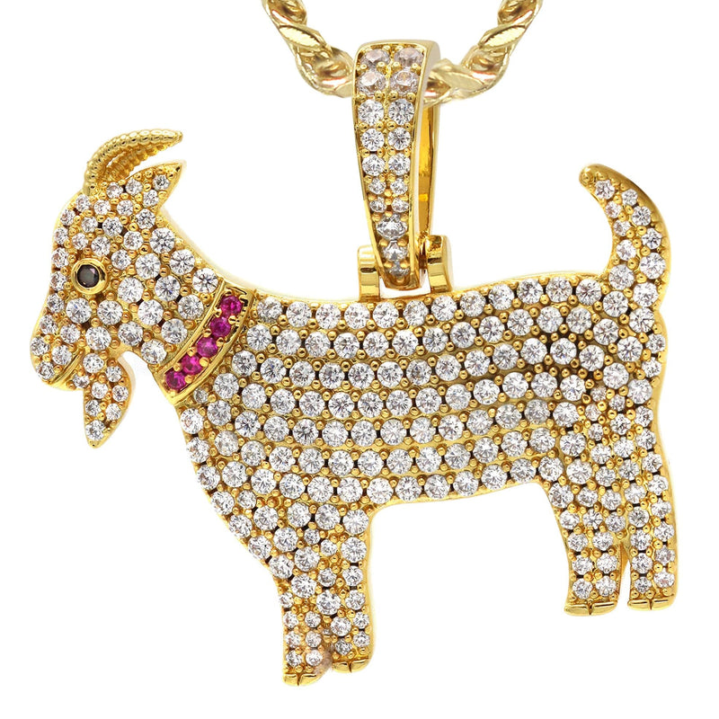 Gold Plated Cuban Link Chain & Goat Pendant | Appx. 14.5 Grams